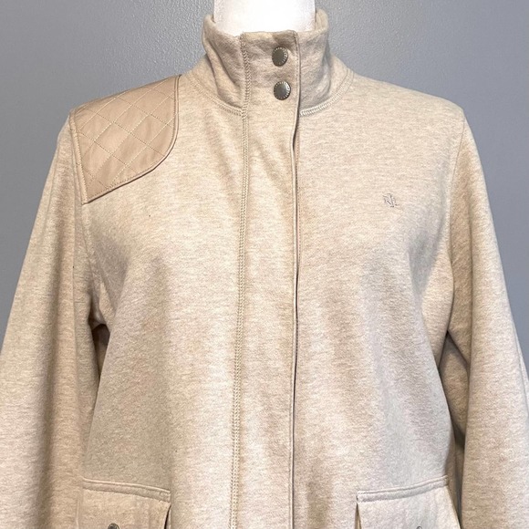 Ralph Lauren Cream Cotton Knit Full Zip Utility Jacket Large - Picture 2 of 6